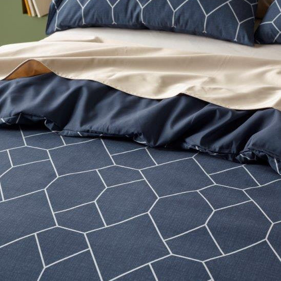 Geo Navy Waterproof quilt cover