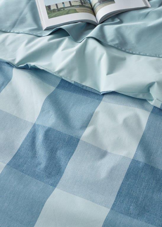 Blue check waterproof quilt cover set