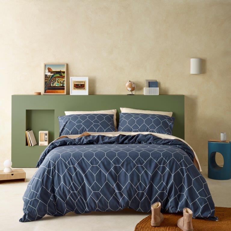 Geo Navy Waterproof Quilt cover